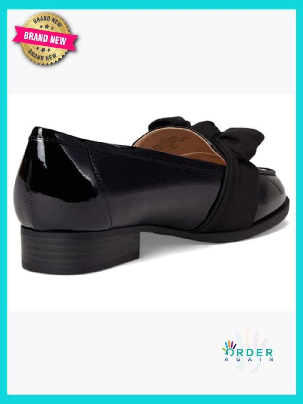 Women's Loafers Bow Accent Patent Shine Low Block Heel Slip-On Shoes Classic - Picture 6 of 7